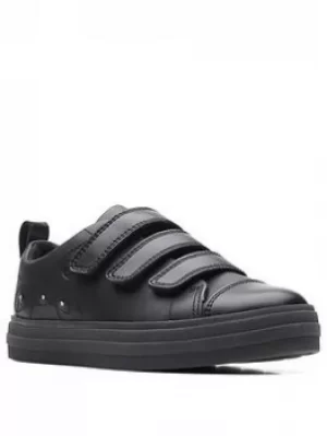 Image of Clarks Clarks Kids Flare Bright Light Up Strap School Shoe, Black Leather, Size 13 Younger