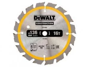 Image of DEWALT Construction Circular Saw Blade 136mm 24T 10mm