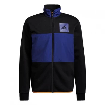 Image of adidas Essentials Fleece Track Top Mens - Black / Focus Orange