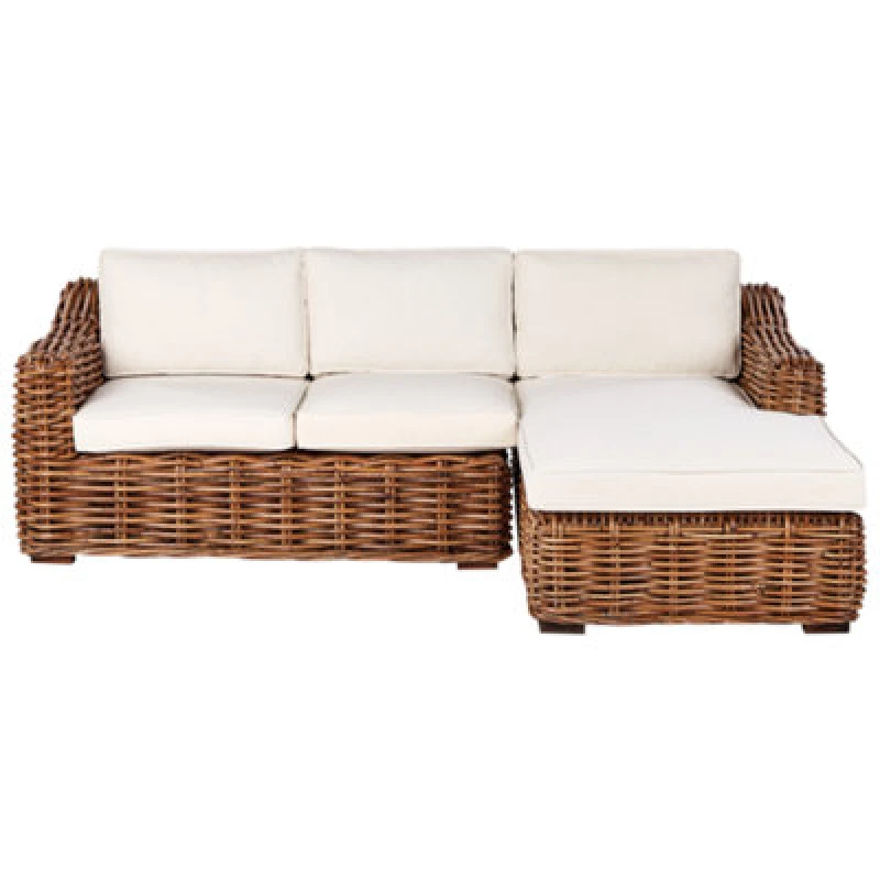 Image of Beliani Garden Corner Sofa 3 Seater Briatico Left Hand Rattan Natural