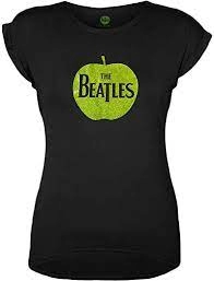 Image of The Beatles - A is for Apple Womens T-Shirt - Black/Green