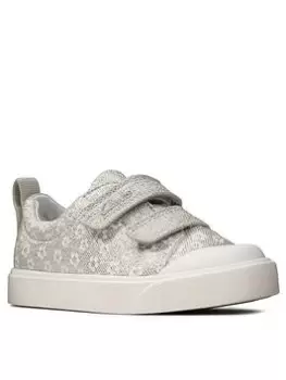 Image of Clarks Toddler City Bright Canvas Plimsoll, Silver, Size 7 Younger