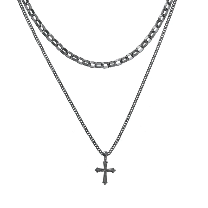 Image of Fabric Multi Layer Necklace - Black One Size