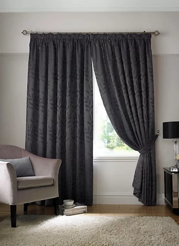 Image of ALAN SYMONDS Tivoli Pencil Pleat Taped Top Curtain Pair Fully Lined Curtains Charcoal 90x90" TIVTCH9090i ½i ½i ½i ½i ½i ½i ½
