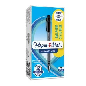 Image of Paper Mate S0190053 Flexgrip Ultra Ball Point Pen Fine 0.7mm Tip 12 Pa