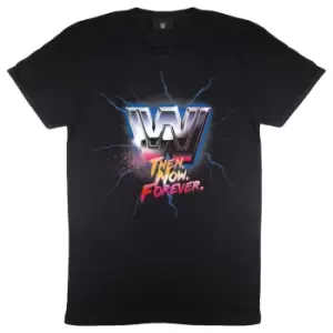 Image of WWE Mens Then Now Forever Logo T-Shirt (S) (Black)