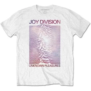 Image of Joy Division - Space - Unknown Pleasures Gradient Unisex Medium T-Shirt - White
