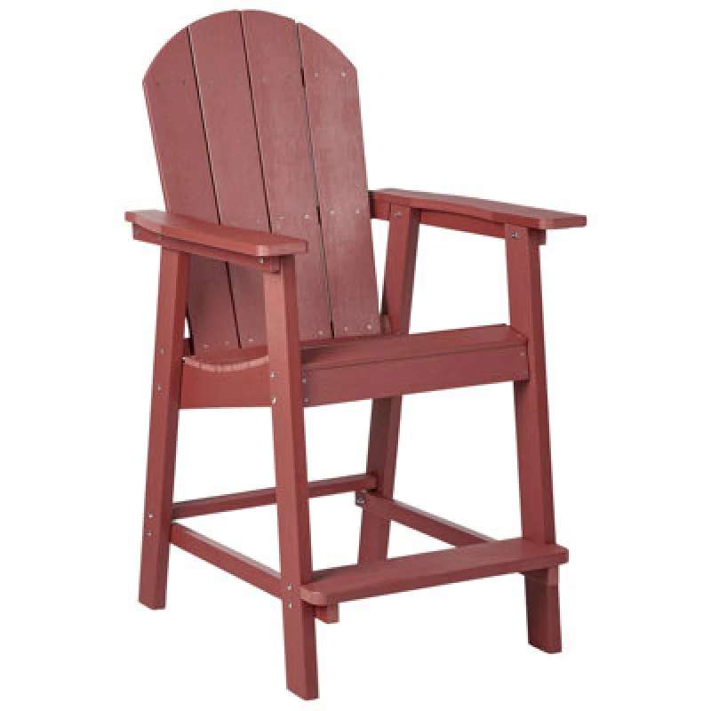 Image of Beliani Garden Bar Chair Adirondack Synthetic Material Red