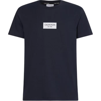 Image of Calvin Klein Box Logo T Shirt - Calvin Navy