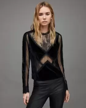 Image of AllSaints Mila Velvet Top