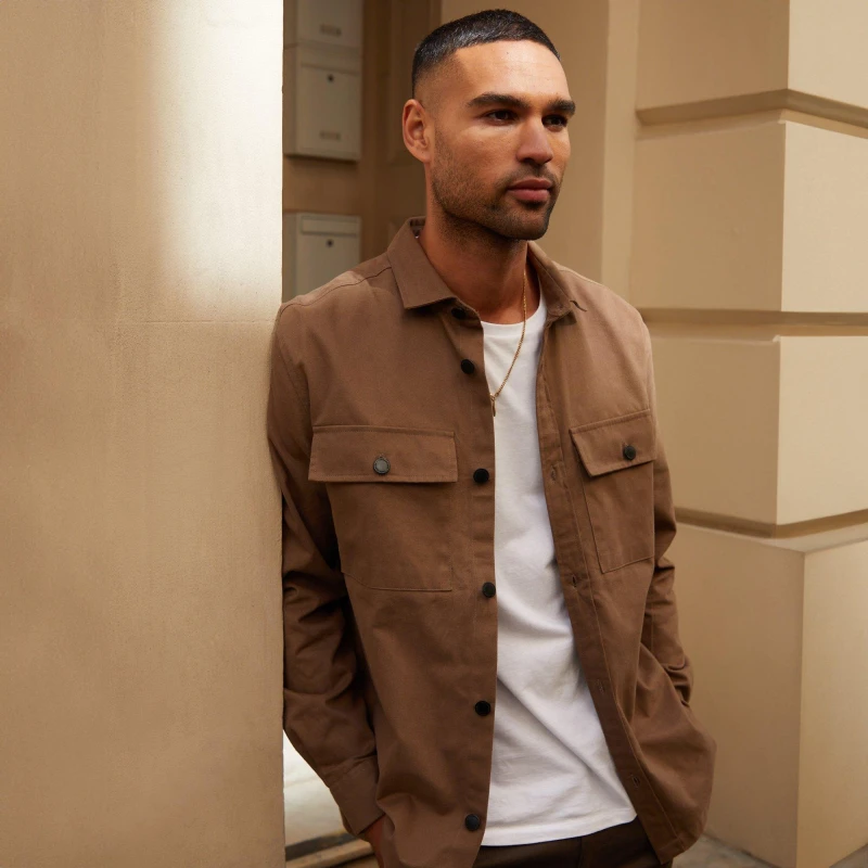 Image of Threadbare Faux Wool Button Up Shacket - Brown Brown L