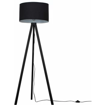 Image of Black Wood 150cm Tripod Floor Lamp - Black - No Bulb