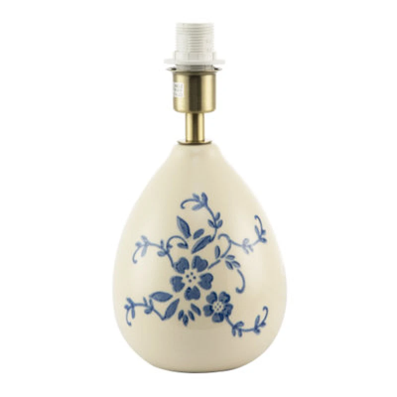 Image of Happy Homewares Hand Painted Blue Floral Themed Ceramic Table Lamp Base With Switch