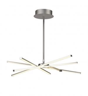 Image of Ceiling Pendant 69cm Round 42W 3000K, 3700lm, Dimmable Silver, Frosted Acrylic, Polished Chrome