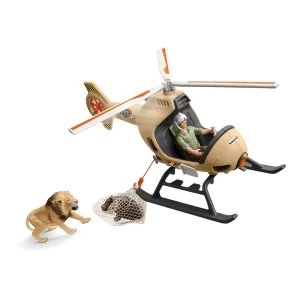 Image of Schleich - Wild Life Animal Rescue Helicopter with Toy Figures & Accessories
