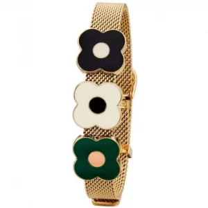 Image of Ladies Orla Kiely Gold Plated Abacus Flower Mesh Bracelet
