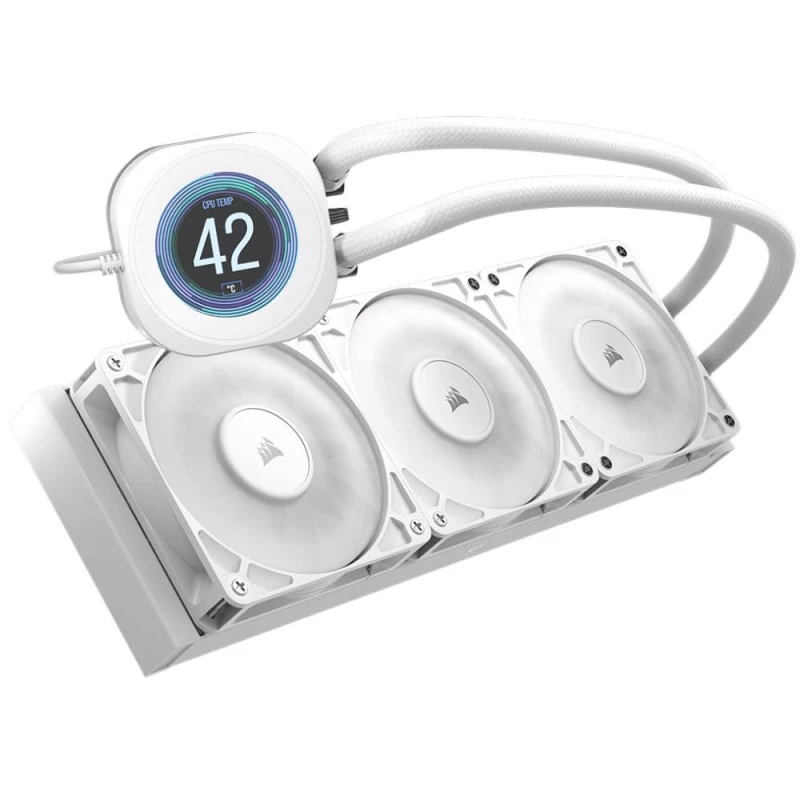 Image of Corsair Nautilus 360 RS LCD 360mm AIO Liquid CPU Cooler - White - CW-9061034-WW