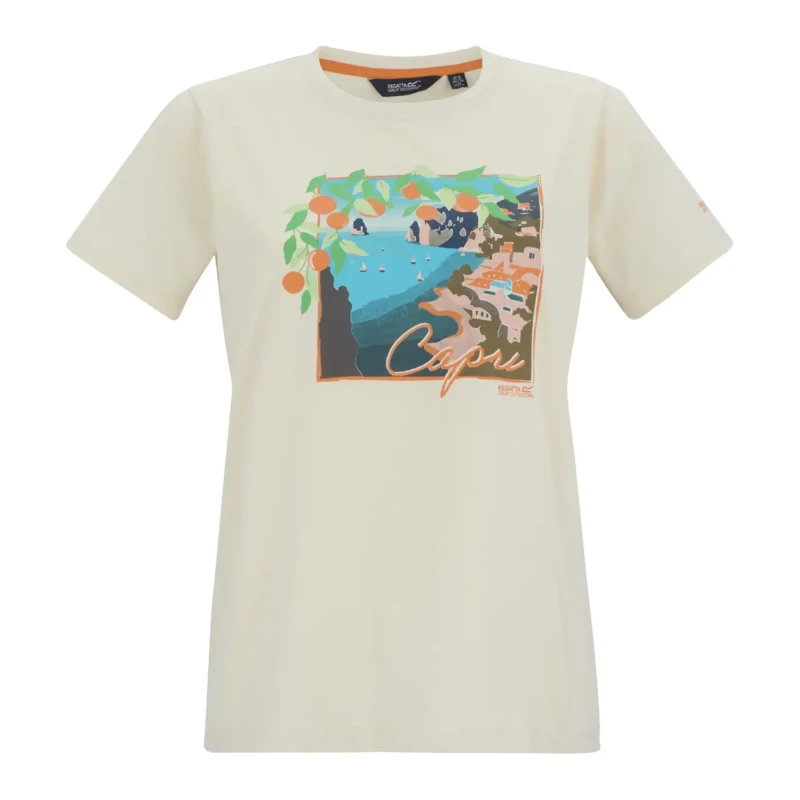 Image of Regatta Womens Filandra IX Short Sleeved Graphic T-Shirt in Cream Size: 16 Cream Female 16