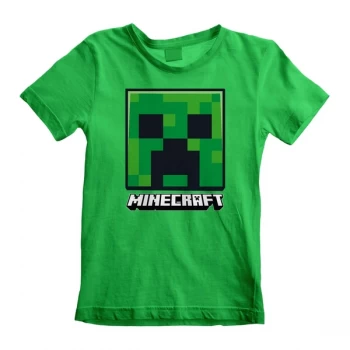 Image of Minecraft - Creeper Face Unisex 5-6 Years T-Shirt - Green
