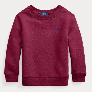 Image of Ralph Lauren Boys' Logo Seasonal Fleece Sweatshirt - Classic Wine - 6 Years