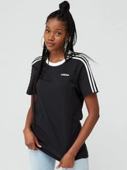 Image of Adidas Essentials 3 Stripe Boyfriend Tee - Black