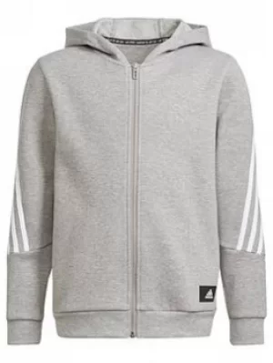 Image of adidas Junior Boys Fi 3s Full Zip, Grey/White, Size 7-8 Years
