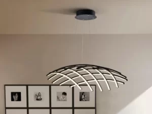 Image of Trama LED Designer Pendant Light Criss Cross Grid Style Matt Black Dimmable