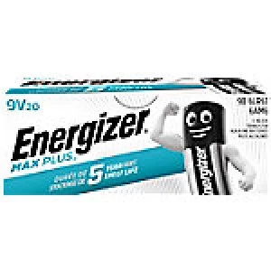 Image of Energizer 9V Alkaline Batteries Max Plus 6LR61 20 Pieces