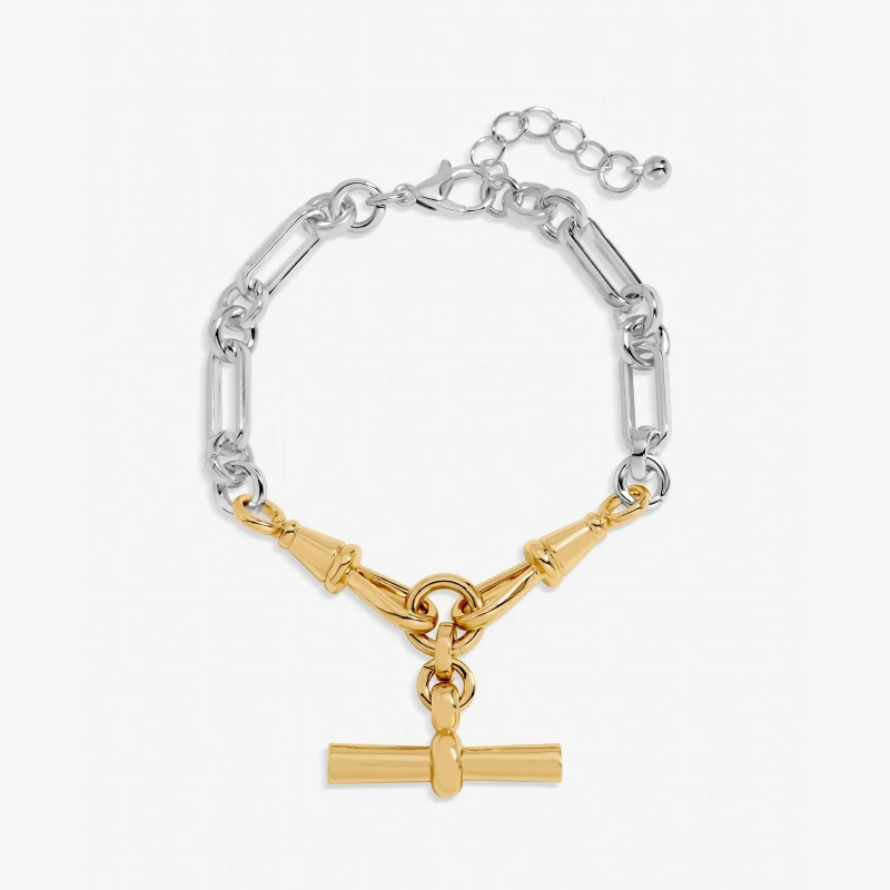 Image of Inicio Two Tone T-Bar Bracelet - Gift Pouch Chain Bracelets One Size Silver 40813711000