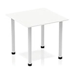 Image of Impulse Square Table 800 White Post Leg Silver