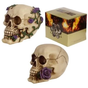 Image of Skull Decoration with Purple Roses (1 Random Supplied)