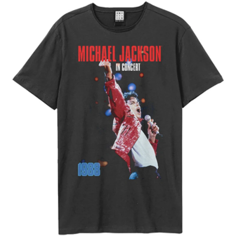 Image of Amplified Amplified Men 1988 Live In Concert Michael Jackson T-Shirt in Charcoal Size: X-Small Charcoal XS Male 5063693956707