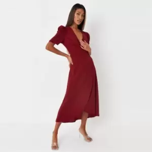 Image of Missguided Petite Puff Sleeve Midaxi Dress - Red