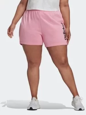Image of adidas Essentials Slim Logo Shorts (plus Size), Pink, Size 3X, Women