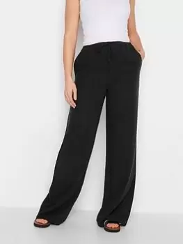 Image of Long Tall Sally Black Wide Leg Linen Trouser 36", Black, Size 8, Women