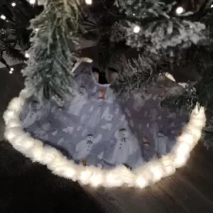 Image of 90cm The Snowman USB LED Fabric Christmas Tree Skirt with Timer Function