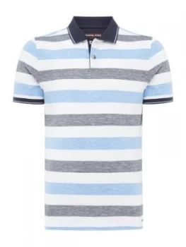 Image of Mens Michael Kors Block Stripe Polo Blue