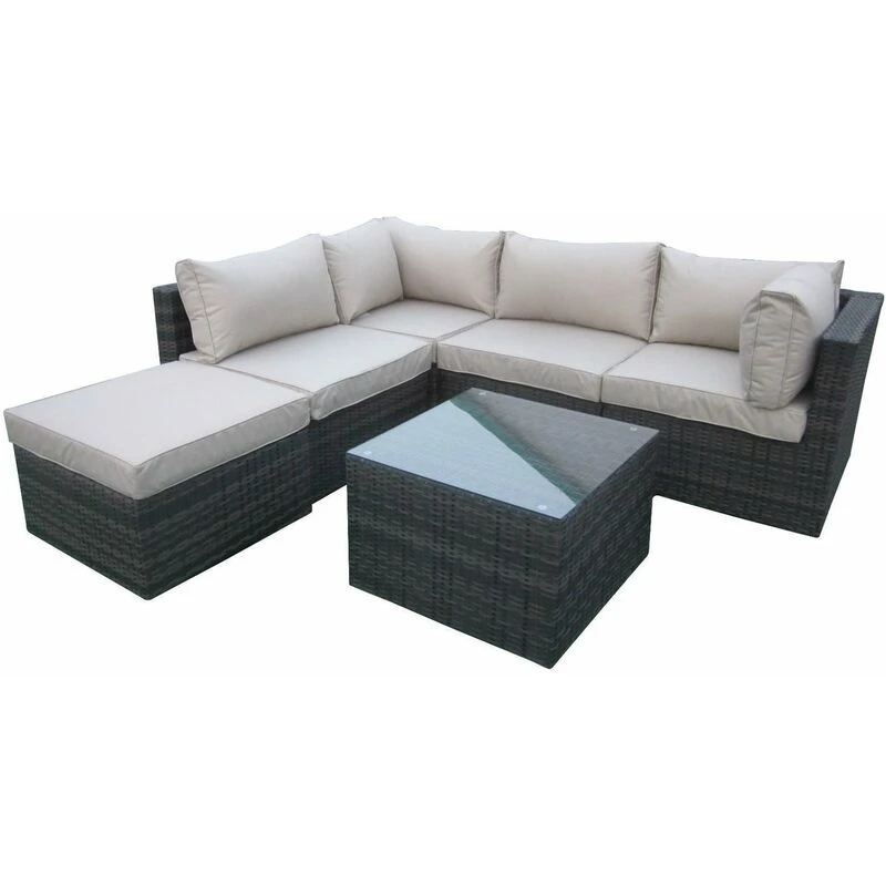 Image of FURNITURE ONE Furniture One - Rattan 6 Piece Modular Outdoor Garden Sofa - Mix Brown - Mix Brown 2x2003-1x2004-B