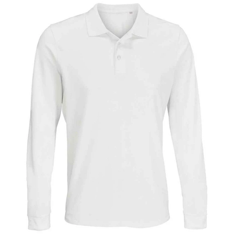 Image of SOL'S Mens Prime Pique Long-Sleeved Polo Shirt in White Size: XS White Male XS