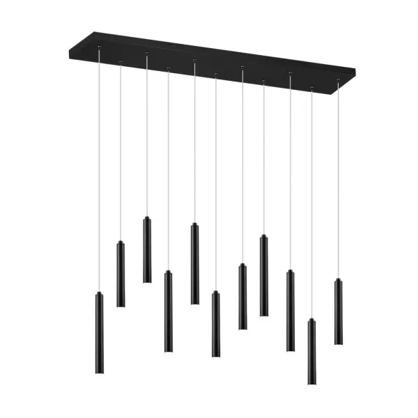 Image of Tubular Modern 11 Light Cluster Bar Pendant Ceiling Light Black Matt 3000K