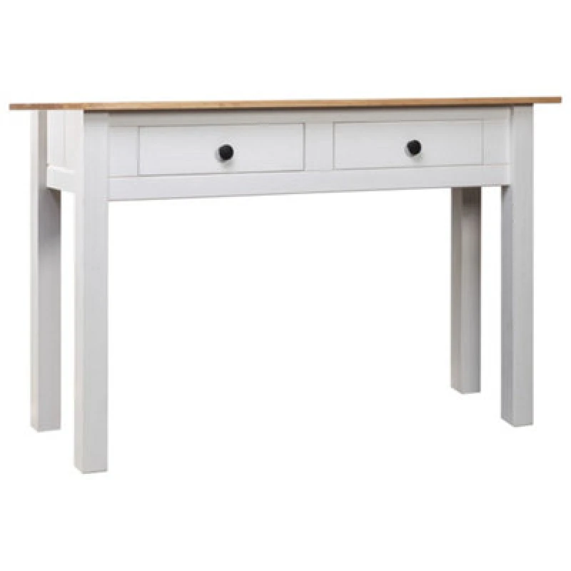 Image of vidaXL Solid Wood Pine Console Table White Panama Range Drawers Hall Table