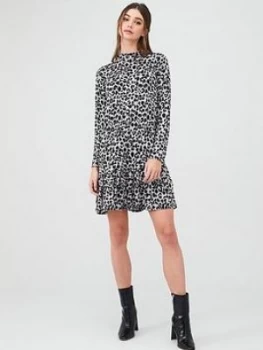 Image of Oasis Drop Waist Cosy Dress - Multi Grey, Multi Grey, Size XL, Women