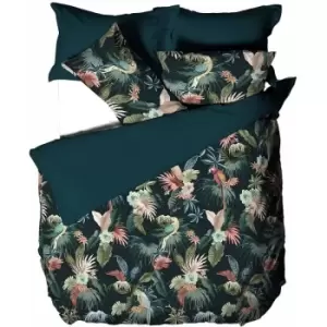 Image of Linen House Fernanda Duvet Cover Set (Double) (Green/Pink) - Green/Pink