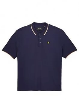 Image of Lyle & Scott Big and Tall Tipped Polo Shirt - Navy/White