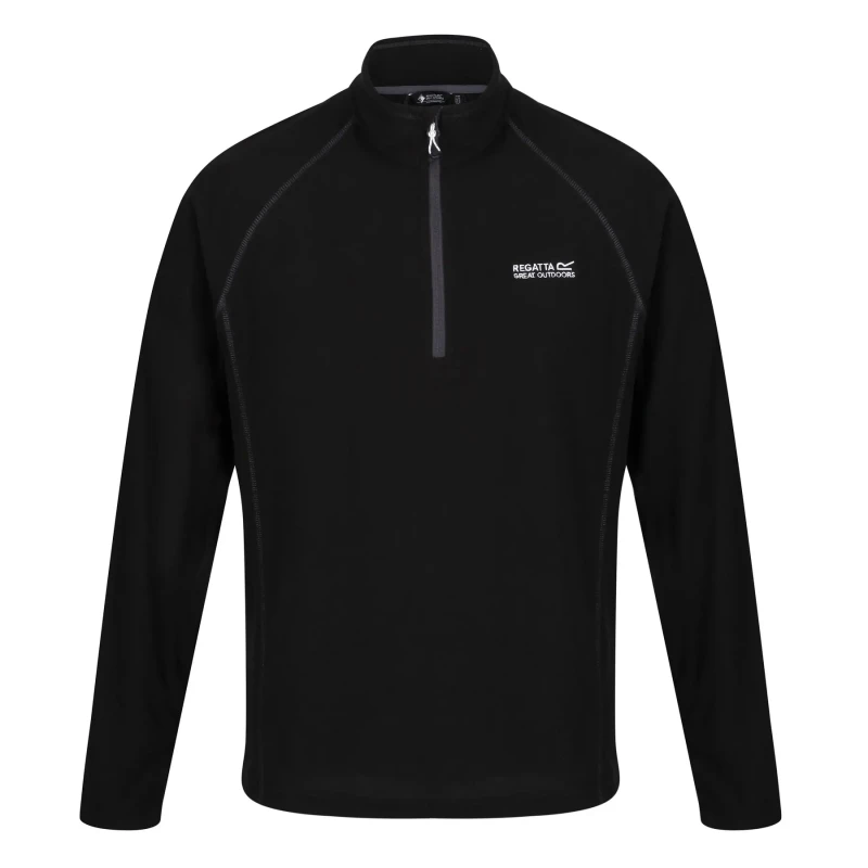 Image of Regatta Mens Montes Lightweight Half Zip Summer Fleece Top XL - Chest 43-44' (109-112cm) BLACK RMA212-800-XL