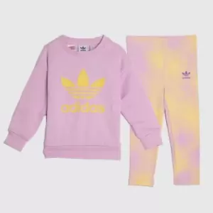 Image of Adidas Crew Jogger Set In Pink