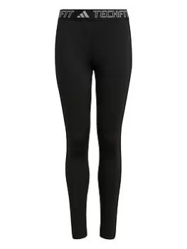 Image of adidas Junior Boys Tech-fit Legging - Base Layer - Black/White, Size 11-12 Years