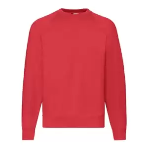 Image of Fruit Of The Loom Adults Unisex Classic Raglan Sweatshirt (S) (Heather Red)