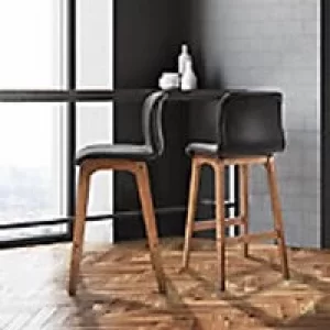 Image of Homcom Bar Stool Faux Leather Brown 2 Pieces