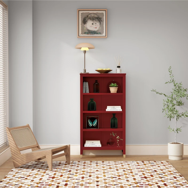 Image of Cabinet Bits Palazzi 4 Tier Bookcase H127 W69 D25cm in Red Red Unisex